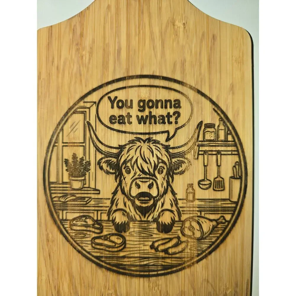 Charcuterie board cutting board funny decor highland cow cute kitchen trending